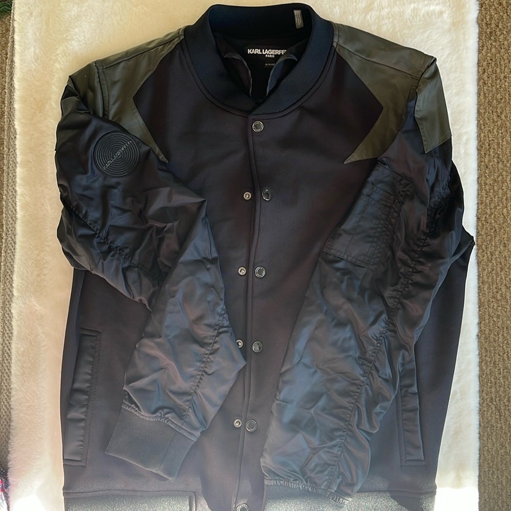 Karl Lagerfeld army green & bleck button up jacket